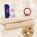 Raksha Bandhan Gift Combo – Leaf Design Pooja Thali Pack of 5