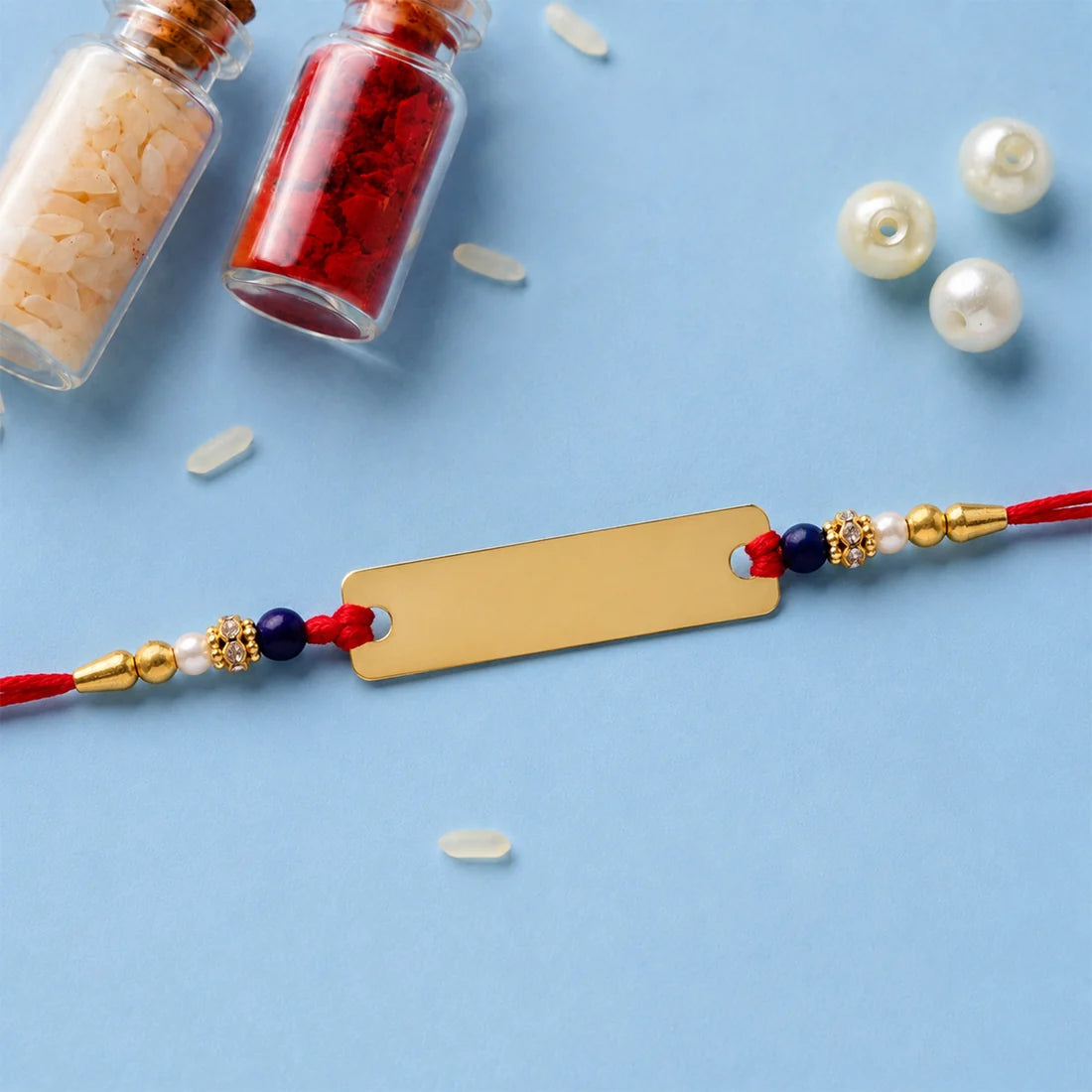 Customized Name Rakhi – Personalised Golden Finish Plate for Brother