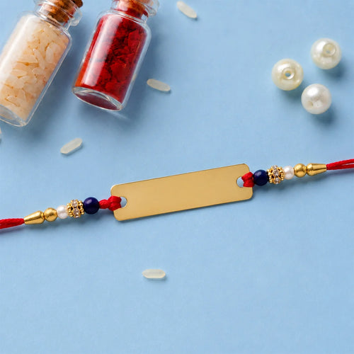 Customized Name Rakhi – Personalised Golden Finish Plate for Brother